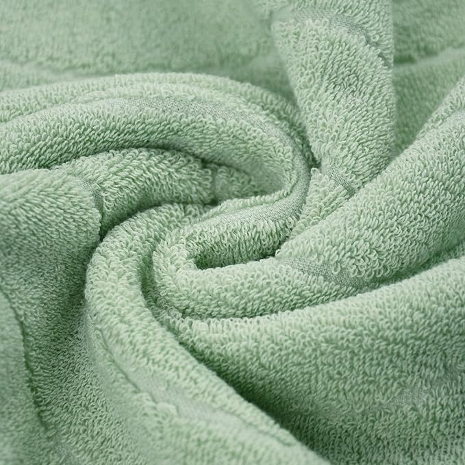 Jacquotha Hand Towels 4 Pack - Sage Green Wavy Striped Hand Towels for Bathroom, 100% Natural Cotton Soft Absorbent Decorative, 13x29 Inches