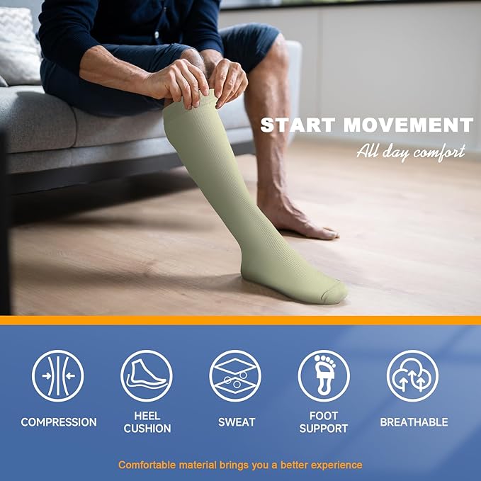 bropite Flora Compression Socks for Women & Men-Knee high 6 Pairs 20-30mmhg Support Running Nurse Travel