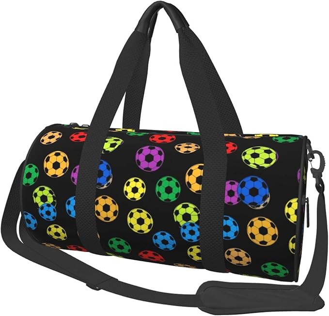 Duffel Bag Foldable Gym Bag Colorful Football for Men Women Duffle Bag Lightweight with Inner Pockets for Travel Sports