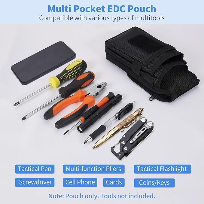 KENOBEE Belt Tool Pouch, Multitool Organizer Electrician Holster Nylon Tactical Pocket Attachment Utility Sheath Bag Tradesman Pro Maintenance Tool Sleeve for EDC Gears Cellphone