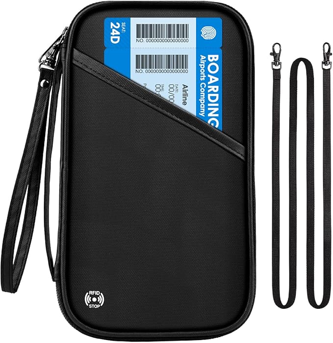 Travel Passport Wallets, Airtag Lightweight Family Passport Holder With RFID Blocking Passport Cover Case Waterproof Bag Document Organizer for Men and Women