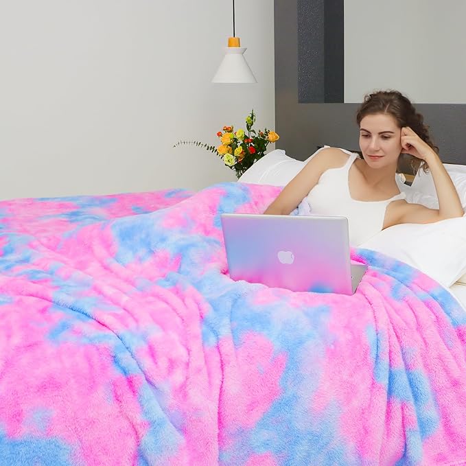 MUGD Lightweight Blanket Fleece Large Blanket Blue Throw Blanket for Bed King Size