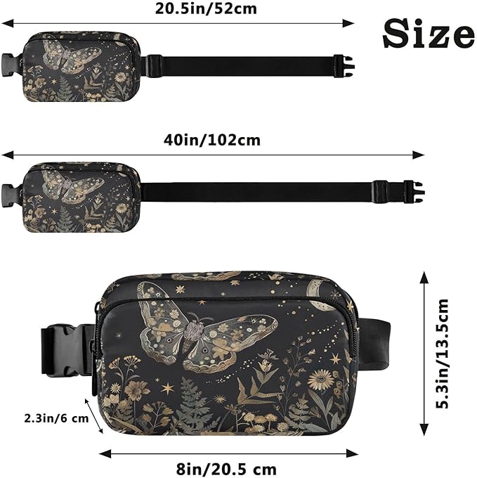 Butterfly Plant Fanny Pack for Women Men Water Resistant Fashion Waist Packs with Adjustable Strap Belt Bag for Travel Workout Jogging Hiking 21220253