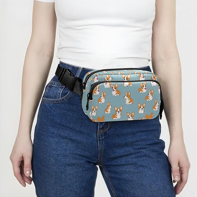 Kawaii Corgis Dog Fanny Pack for Women Men Water Resistant Fashion Waist Packs with Adjustable Strap Belt Bag for Travel Workout Jogging Hiking 21219315