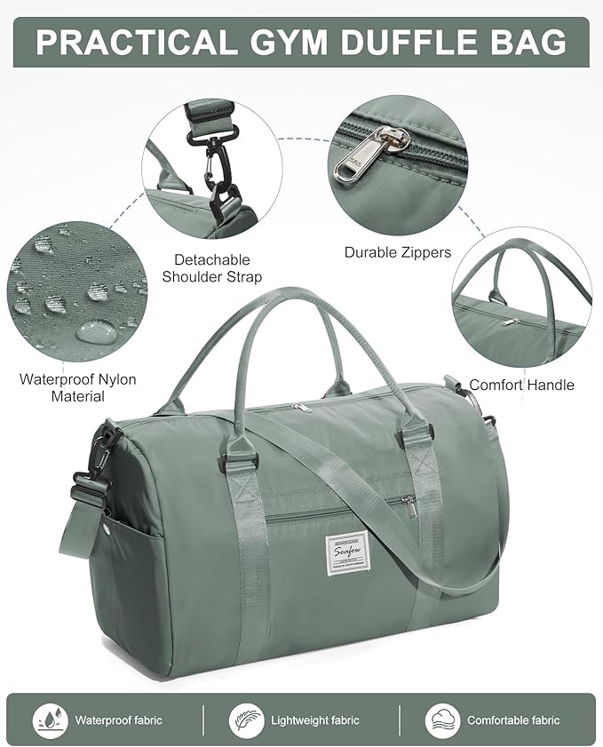 Gym Bag Womens Mens with Shoes Compartment and Wet Pocket Travel Duffel Bag for Women for Plane Sport Gym Tote Bags Swimming Yoga Waterproof Weekend Overnight Carry on Bag Hospital Holdalls