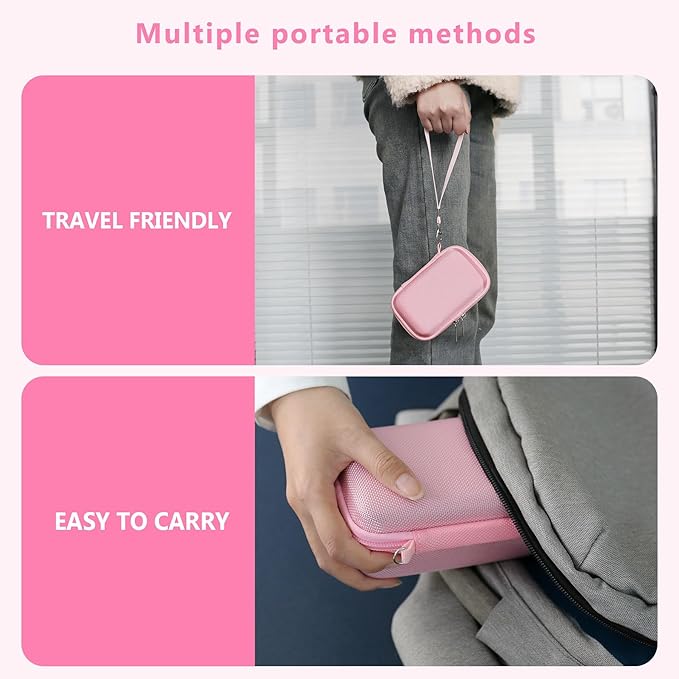 Hard Travel Case for Sony ZV-1F / ZV-1 / ZV-1 II Digital Camera, Storage Holder Travel Bag with Zipper Mesh Pocket for Battery Pack, Charging Cable, USB Card, Pink