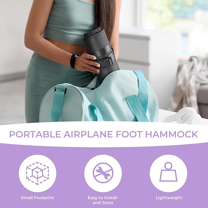 Babenest 2pcs Airplane Foot Hammock, Foldable Leg Rest Support with Adjustable Strap & Cover, Thickened Bottom for Feet Warmth, Portable Flight Footrest Holder for Air Travel, Office & Car (Cover)