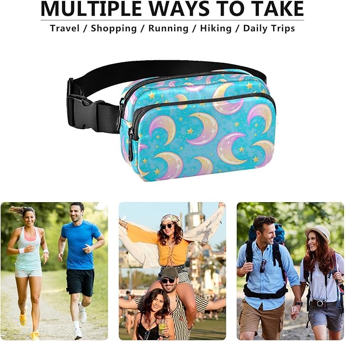 Gradient Moons Star Fanny Pack for Women Men Water Resistant Fashion Waist Packs with Adjustable Strap Belt Bag for Travel Workout Jogging Hiking 21219046