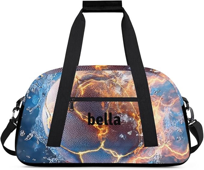 Personalized Boys Gym Bags, Custom Name Sport Bags for Training Travel Overnight Weekender Soccer Theme