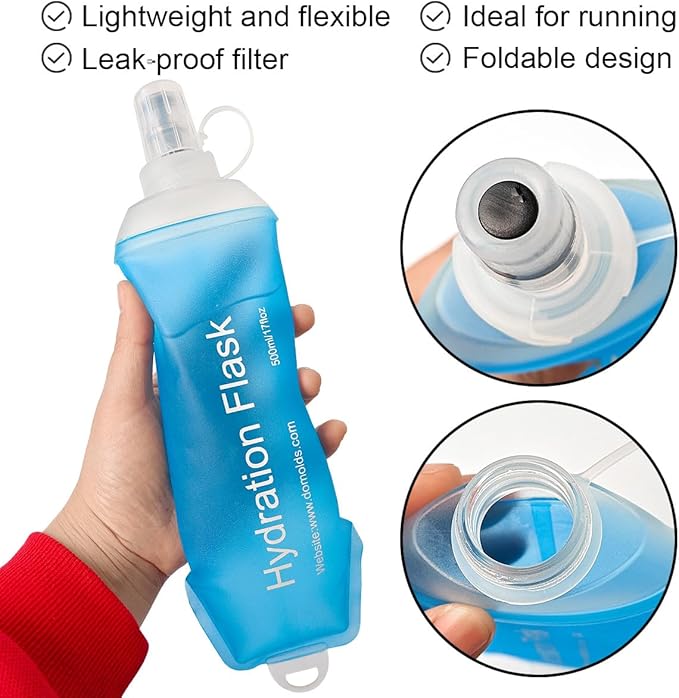 WILDREEDS 150ml Soft Flask, TPU Collapsible Soft Water Bottle for Hydration Pack, Running Vest, Folding Water Bottle for Hiking Cycling Climbing-1Pcs, Blue