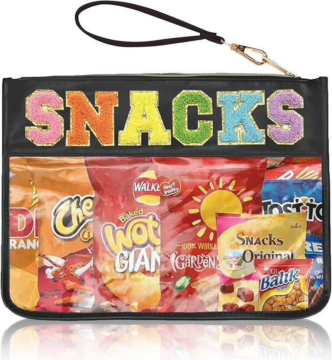 Snack Bags Clear Pouch Travel Makeup Bag Chenille Letter Bags for Zipper Pouch Clear Cosmetic Bag Clearly Tote Bag Makeup Travel Bags for Women