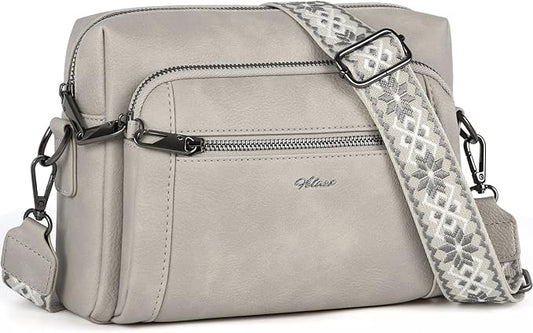 Small Leather Crossbody Bags for Women Anti theft Purses and Handbag Shoulder Hangbag with Wide Strap Tassel