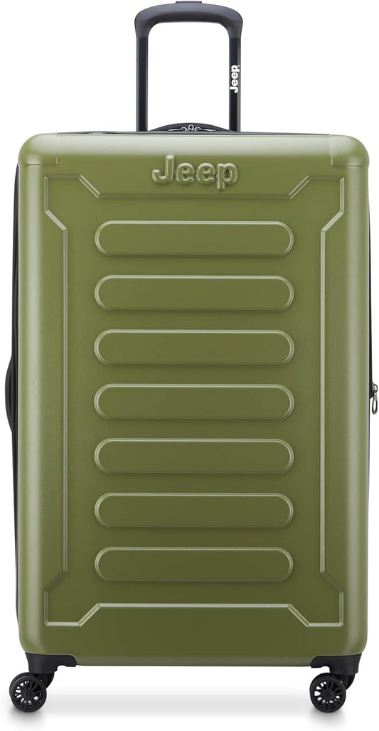 Jeep JH004C Hardside Expandable Luggage with Spinner Wheels (Avocado, Checked-Large 28 Inch)