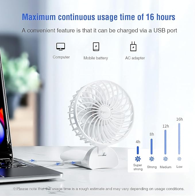 Handheld Fan, Mini Portable Personal Fan with lanyard, 4 Speeds Level 180° Foldable Design for Desk/Travel/Office/Outdoor