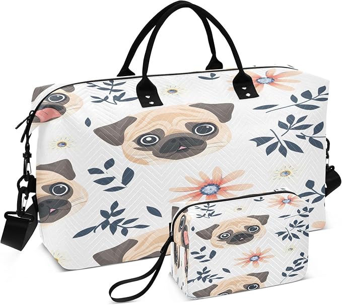 Pug Pattern Travel Duffle Bag Gym Yoga Carry on Bags for Men Women Weekender Bag