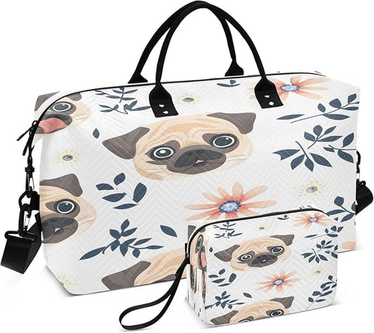 Pug Pattern Travel Duffle Bag Gym Yoga Carry on Bags for Men Women Weekender Bag
