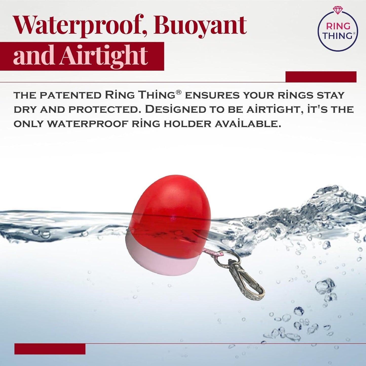 RING THING - Ring Holder Keychain, Jewelry Organizer and Storage, Portable Waterproof Ring Holder, Pill Box Keychain Container, Gym Accessory, and Travel Ring Case (Pink & Red)