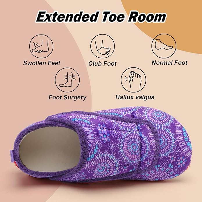 BARERUN Slippers for Women Men Wide House Diabetic Shoes for Women Men Warm Arthritis Edema Swollen Neuropathy Socks Slip on Adjustable Fuzzy Comfy Soft Womens Mens Bedroom Sliipers