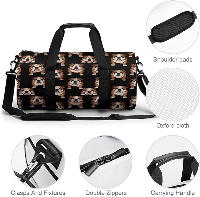 Lightweight Travel Sports Carry On Bag English Bulldogs Basketball Football Weekender Bag Sport Gym Fitness Tote