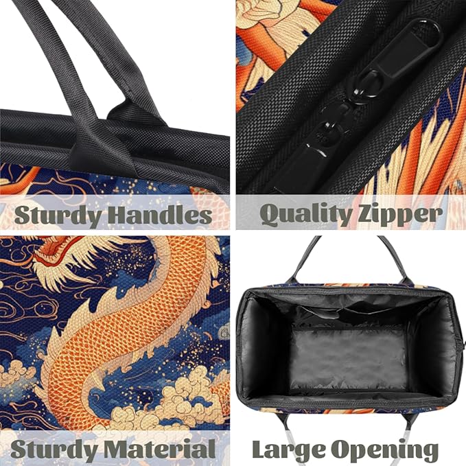 Dragon Japanese Style Overnight Weekender Bag for Women Men Travel Duffel Bags Waterproof Luggage Carry on Sports Yoga Gym Bag