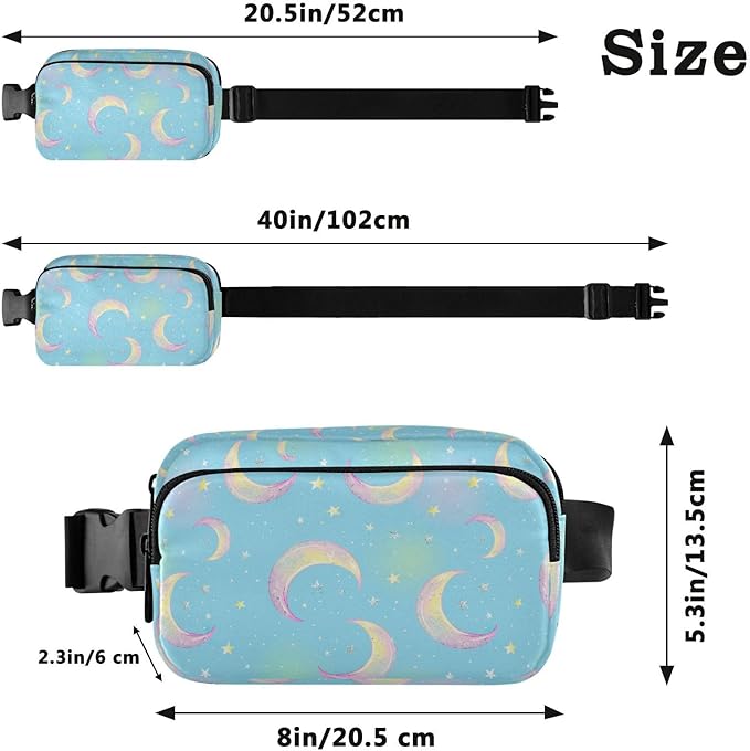 Gradient Moons Star Fanny Pack for Women Men Water Resistant Fashion Waist Packs with Adjustable Strap Belt Bag for Travel Workout Jogging Hiking 21219041