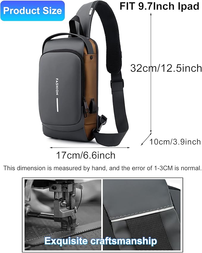 Sling Bag for Men Anti-Theft USB Crossbody Backpack Waterproof Chest Daypack | Anti-Theft, USB, Waterproof