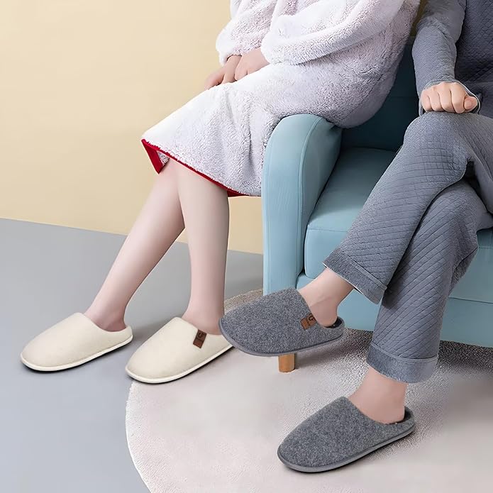 COFACE Unisex Mens Womens Cozy Memory Foam Scuff Slippers Casual Slip On Warm House Shoes Indoor/Outdoor Felt Sandal Slippers Size 4-15