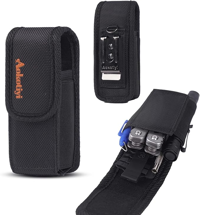 Multitool Sheath - Magnetic Closure EDC Belt Pouch Organizer with Belt Clip & Loop - Compatible with Leatherman Wave Plus, Wingman, Charge, Surge, Super Tool 300, Signal, Free P2/P4 & Tools 4-4.5 inch