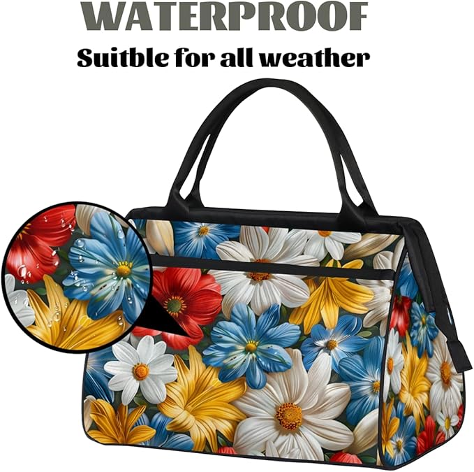 Rural Floral Overnight Weekender Bag for Women Men Travel Duffel Bags Waterproof Luggage Carry on Sports Yoga Gym Bag