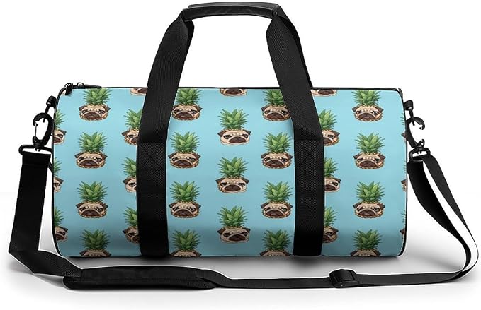 Gym Sports Duffle Bag Pineapple Pug Weekender Carry on Beach Yoga Overnight Luggage Bag Travel Training Workout Bags