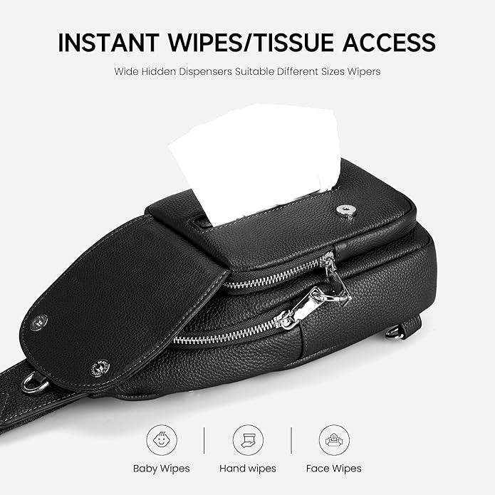 befen Anti Theft Genuine Leather Sling Bag for Women RFID Small Crossbody Bag Chest Bag Leather Fanny Packs for Travel