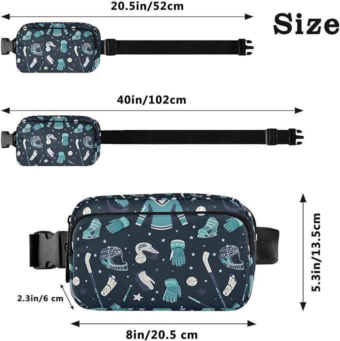 Hockey Fanny Pack for Women Men Water Resistant Fashion Waist Packs with Adjustable Strap Belt Bag for Travel Workout Jogging Hiking 21220339