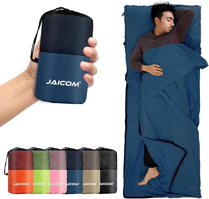 Sleeping Bag Liner, Travel Sheets & Adult Sleep Sack, Ultralight and Portable Summer Sleeping Bag - Ideal for Backpacking, Hotels and Hostels, Business Trips, Camping