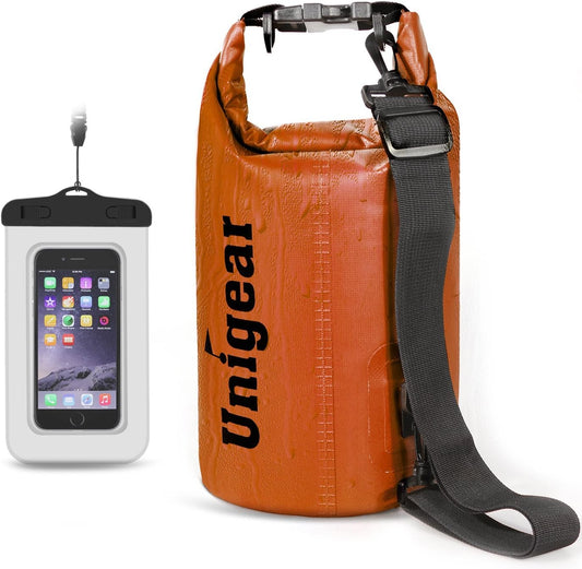 Unigear Dry Bag Waterproof, 2L/5L/10L/20L/30L/40L Floating and Lightweight Bags for Kayaking, Boating, Fishing, Swimming and Camping with Waterproof Phone Case