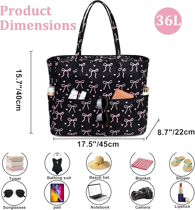 LEDAOU Large Beach Bag Women Waterproof Sandproof Zipper Beach Tote Pool Bag for Swim Gym Grocery Travel with Wet Pocket | Waterproof, Sandproof, Zipper, Pool, Gym, Grocery