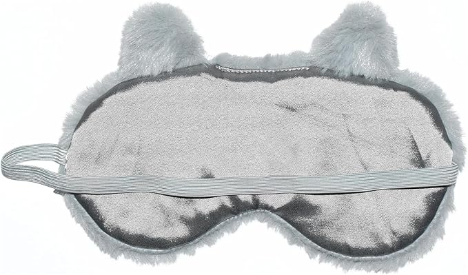 Cute Owl Plush Sleep Mask - Soft Fluffy Eye Cover Blindfold for Kids, Girls and Adults - Gray