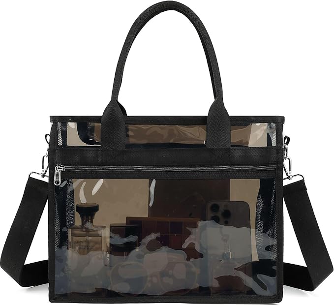 Iridescent Clear Beach Bag for Women, Large Pool Tote Cruise Vacation Essentials - Waterproof, Zipper Closure
