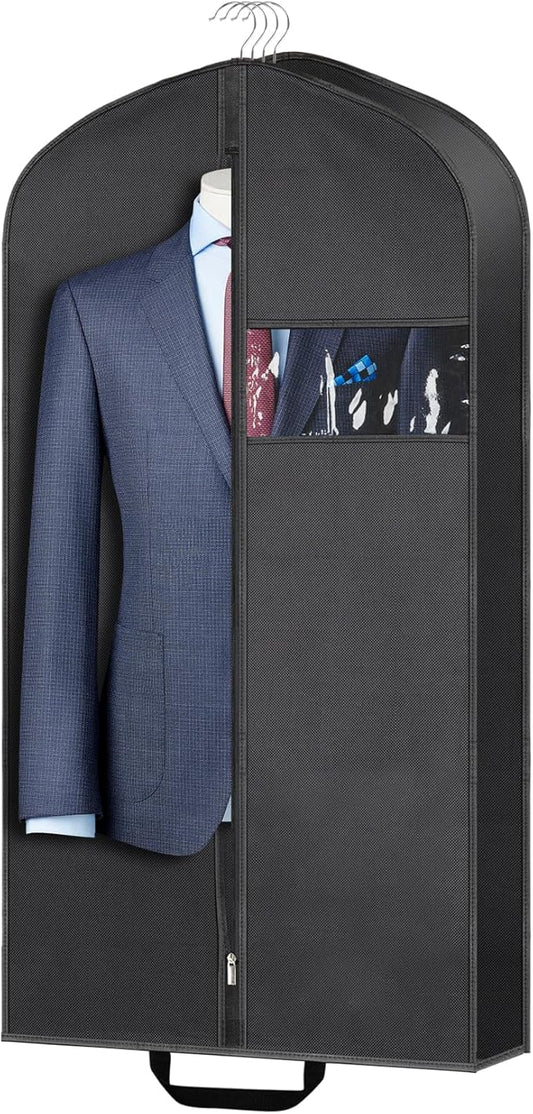 43" Garment Bags for Hanging Clothes & Travel, 4" Gusseted Suit Bag for Closet Storage, Hanging Bags for Clothes Travel with 2 Handles for Tuxedos, Coats,Shirts & Dresses