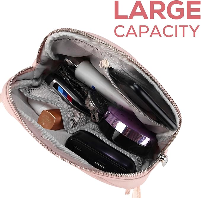 Fanny Packs Anti Theft for Women Travel, Small Belt Bag, Cute Waist Everywhere Pack for Cross Body with Adjustable Strap & Back Pocket for Teens Vacation, Workout - Pink