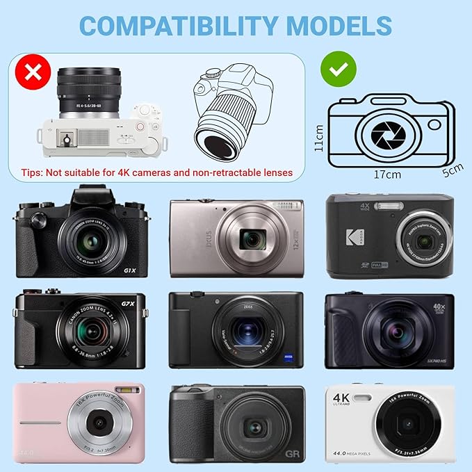 Digital Camera Case, Protective & Lightweight Camera Case with 3 Carrying Ways, Waterproof & Shockproof Small Camera Bag for Power Shot/Sony DSCW800/DSCW830 - Black