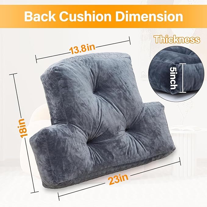 Back Pillow for Chair, Memory Foam Lumbar Pillow for Back Support, Back Rest Cushion for Office, Sofa, Couch Sitting, Recliner, Bed and Lower Back Pain (Grey)