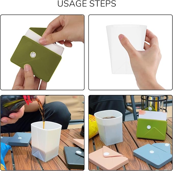 Silicone Collapsible Travel Cup, Portable Foldable Water Cup,Reusable Leak-Proof Design For Camping, Hiking, Sports.Card Bag Design For Easy Insertion Into Pockets (Grey blue)