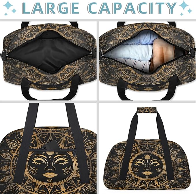 Travel Duffle Bag for travel duffle bag sports Girls Boys Kids Ethnic Sun Gold Lightweight Overnight Sleepover Weekender Bags Small Dance Gym Sport Bag Teens Carry-On Size Workout Bag
