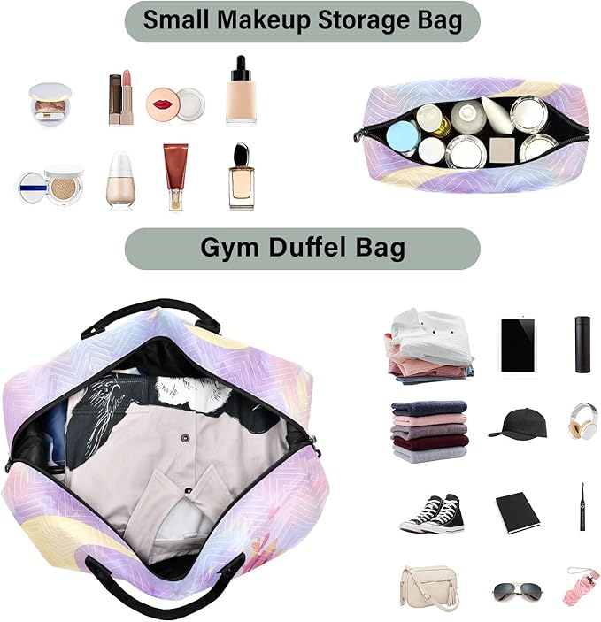 Travel Duffle Bag, Moon Axolotl Gym Bag with Storage Bag Weekender Overnight Bag for Men Women Trip Sports Yoga