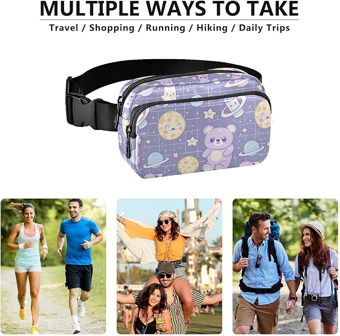 Kawaii Teddy Bear Universe Fanny Pack for Women Men Water Resistant Fashion Waist Packs with Adjustable Strap Belt Bag for Travel Workout Jogging Hiking 21219108