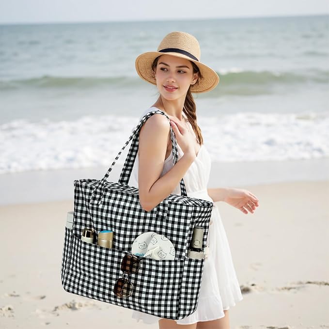 Bluboon Beach Bags for Women, Large Waterproof Tote Bag With Wet Compartment for Pool Weekender Travel Gym