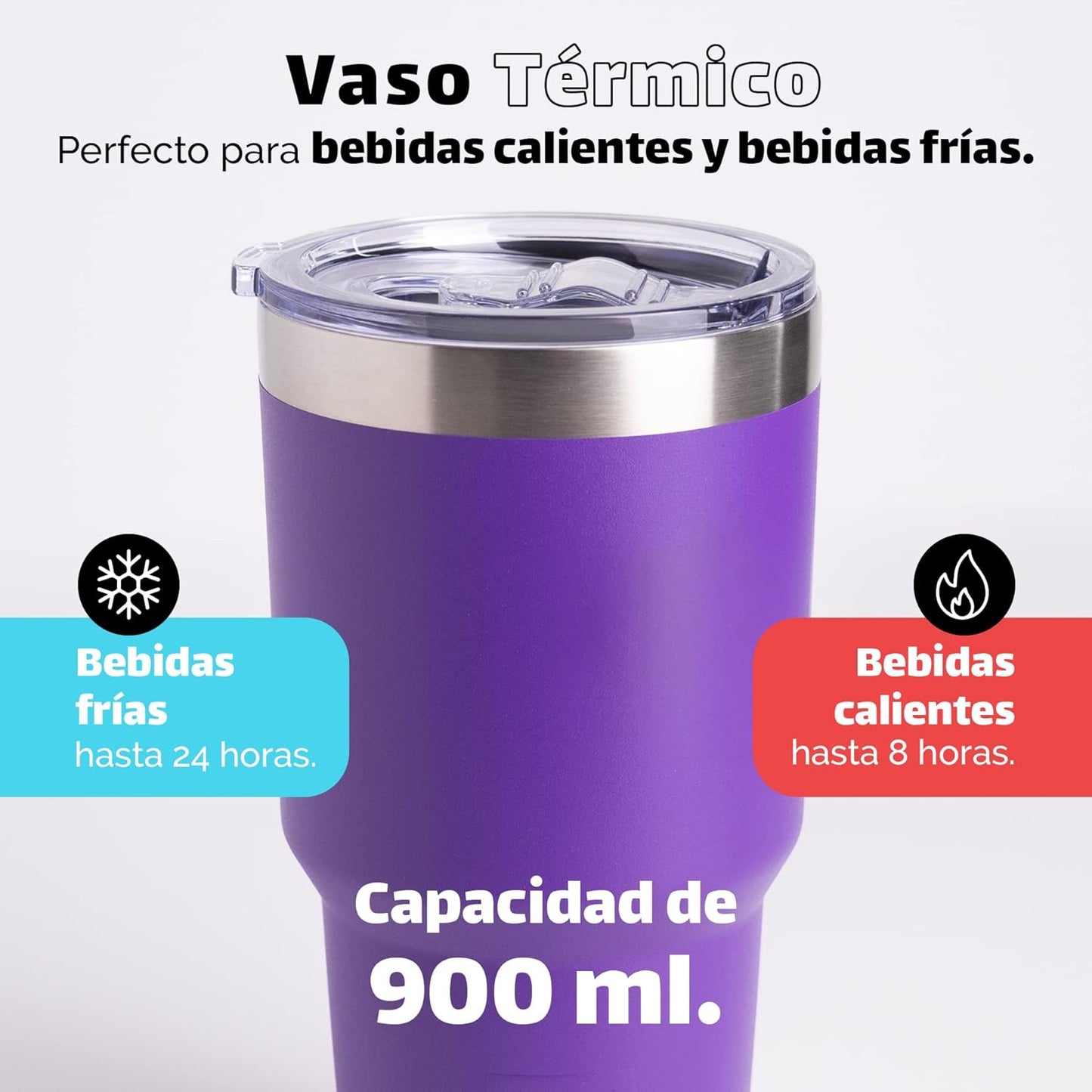 NORDAY | Tumbler with Lid - 30oz - Violet Insulated Tumbler - Stainless Steel Tumblers - Double Wall Vacuum Insulated Travel Coffee Mug for Car Cup Holder - Keeps Temperature for 24hr - Anti Spill Lid