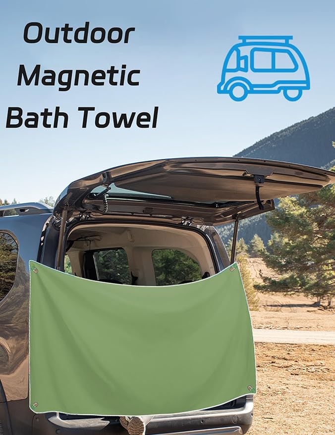 Magnetic Beach Towel Oversized Quick-Dry Microfiber Towel with Magnetic Closure, Super Absorbent & Sand-Resistant for Beach, Pool, Travel, Gym & Camping 75"x30" (Green)