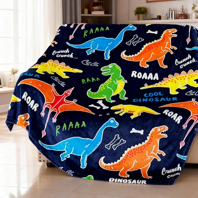 Dinosaur Blanket for Boys, Dinosaur Glow in The Dark Blanket for Kids/Toddler/Baby, Soft Fleece Blankets and Throw, Birthday 40"x 50"