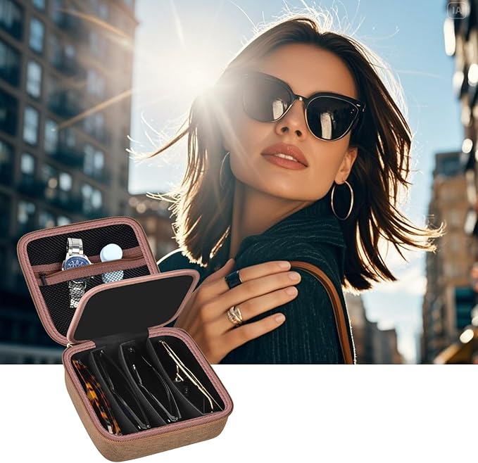 Travel Sunglass Organizer Case for Quay Polarized Sunglasses Men Women, Trendy Glasses Storage Box (Bag Only)